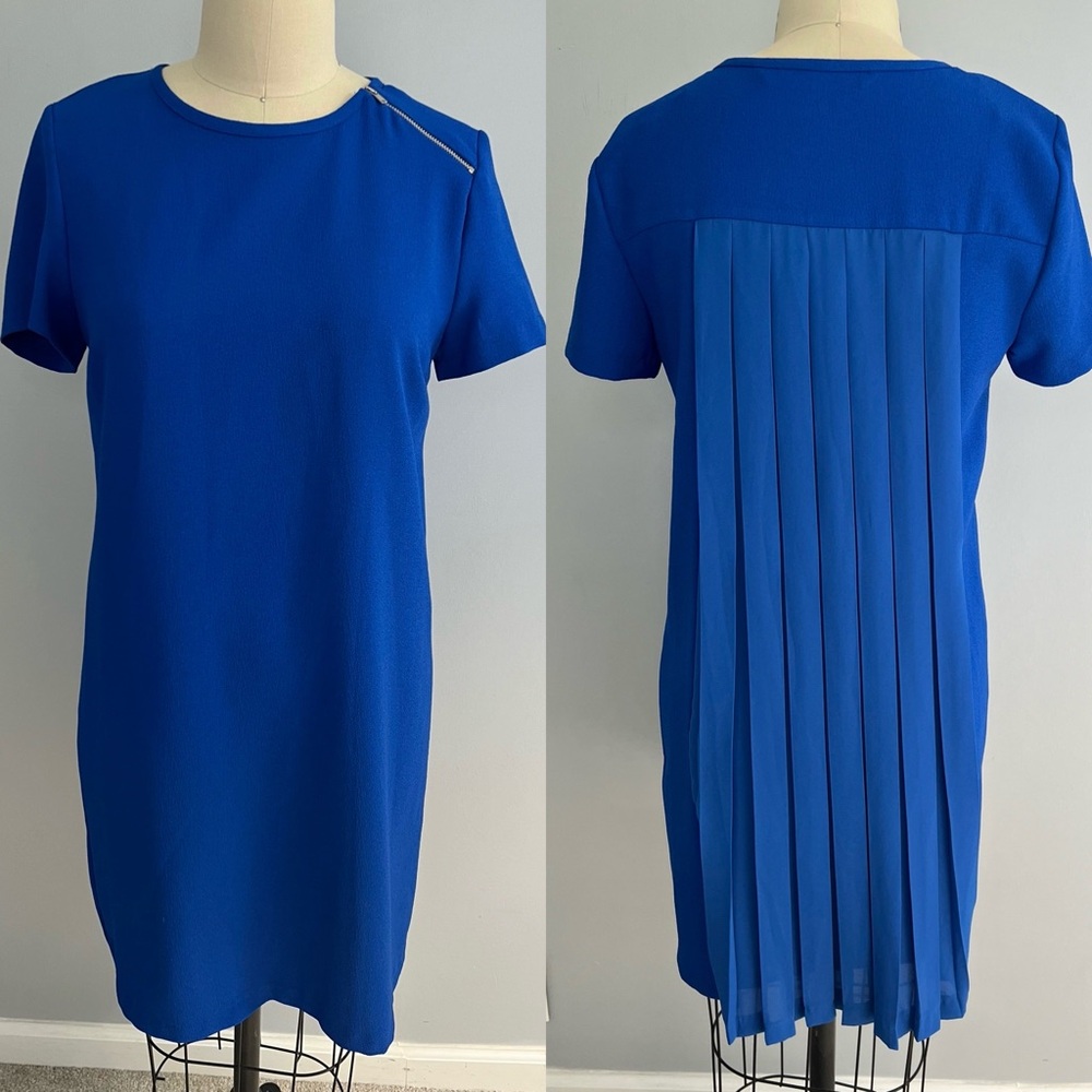 Zara Basic Royal Blue Pleated Back Dress
